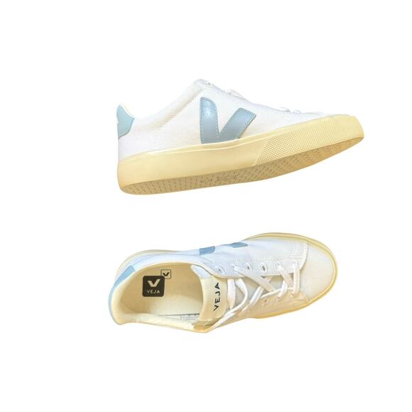 VEJA Campo Canvas Sneakers XXIII Women’s Size 6 EU 37 White Steel Light Blue EUC - Picture 8 of 10